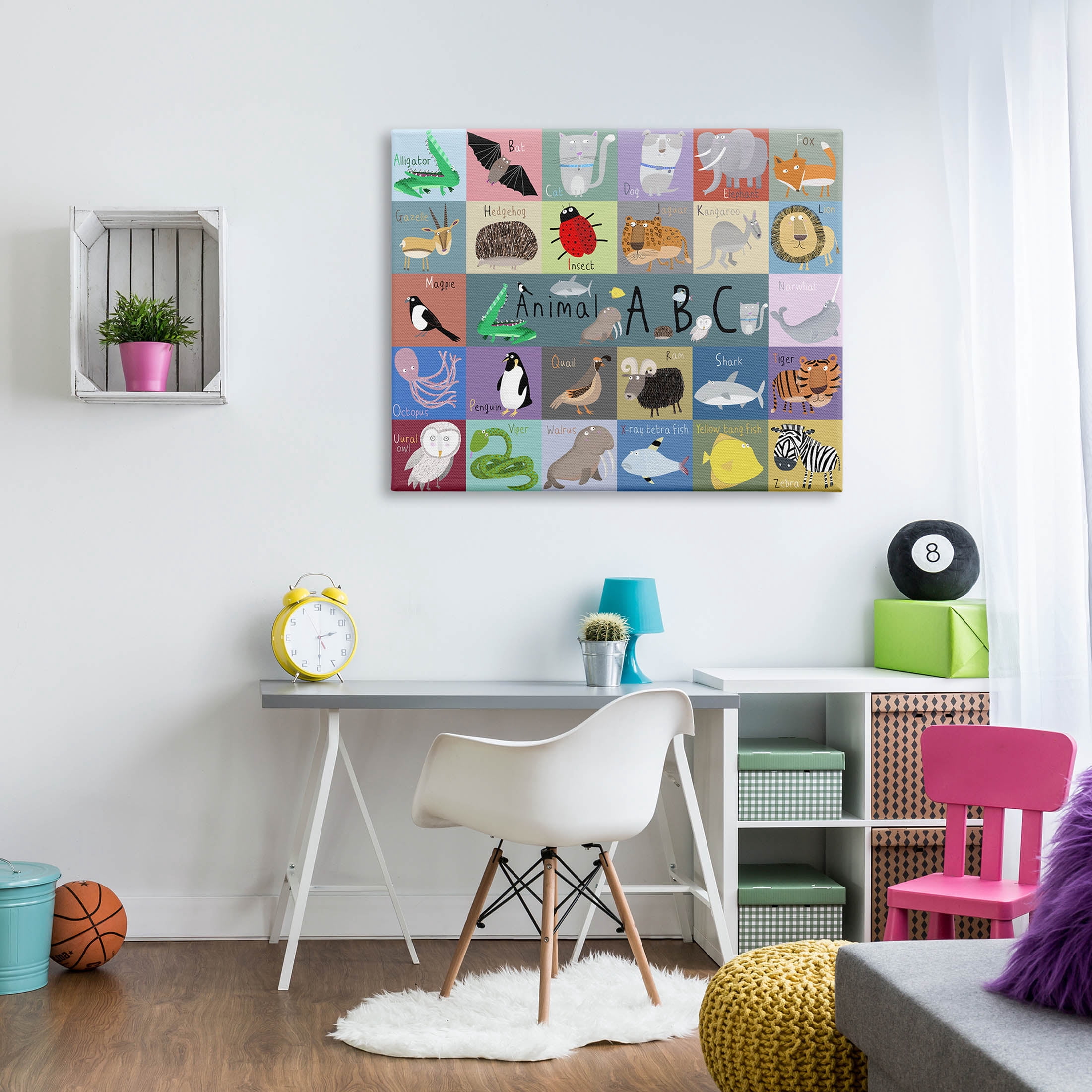 Stupell Industries Various Animal Alphabet Learning Graphic Art Gallery Wrapped Canvas Print Wall Art, Design by Carla Daly