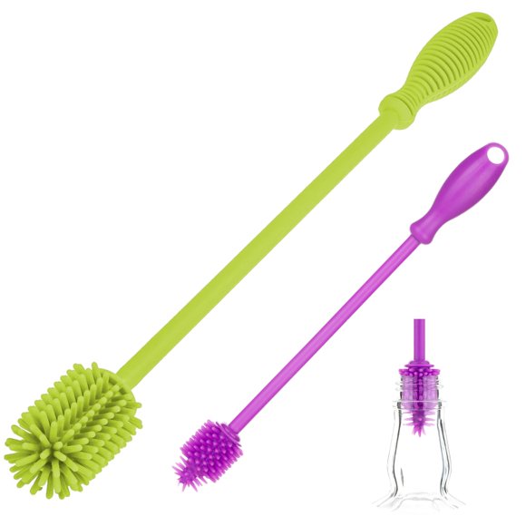 Set de cepillos limpiabotellas de silicona A2S Protection, 2 piezas