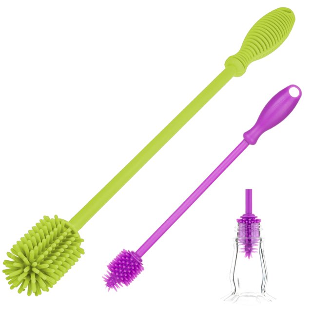 Set de cepillos limpiabotellas de silicona A2S Protection, 2 piezas