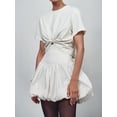 thumbnail image 5 of Women Bubble Mini Skirt High Waist A Line Short Skirt Ruffle Hem Slim Fit Skirts White S, 5 of 8