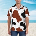 thumbnail image 6 of Picia Brown Black Cow Gentle Cotton Regular Fit Short Sleeve Casual Hawaiian Shirt for Men-3X-Large, 6 of 9