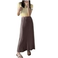 thumbnail image 2 of Skirts for Women Elastic Waist Solid Color Casual Ankle Skirt for Women Coffee Free Size, 2 of 4