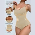 thumbnail image 4 of BLTIBY Sleeveless Bodysuit for Women V Neck Solid Color Thong Jumpsuit Tummy Control Seamless Shapewear Fashion Bodysuits Beige XS, 4 of 5