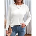 thumbnail image 4 of Camisetas de Larga para Mujer, Ropa de Moda de Otoño, Tops Modernos, Camiseta Básica de Punto con Cuello Redondo XXL, 4 of 10