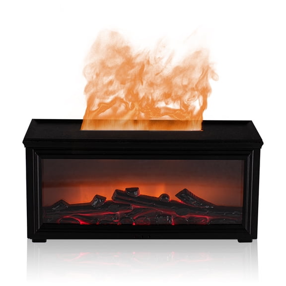 Fireplace Aroma Diffuser with Simulated Flame Effect, Ultrasonic Flame Humidifier with 7-Color Ambient Light, Essential Oil Diffuser with Remote Control & Timer, Quiet Diffuser for Home Office