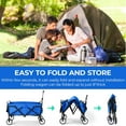 thumbnail image 6 of Collapsible Folding Wagon 150 lbs Max Load, Heavy-Duty Portable Utility Shopping Cart, Lightweight Foldable Grocery Stroller, W/360° Wheels, Carry Bag, for Camping, Beach, Garden, Sports (Blue), 6 of 18