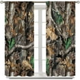 thumbnail image 2 of Forest Camouflage Curtains Camo Oak Branches Leaves Mossy Hunting Lodge Camp Cabin Curtain with Rod Pocket for Bedroom Living Room Home Drapes Window Treatments 2 Panels Set 84" W X 84" L, 2 of 6
