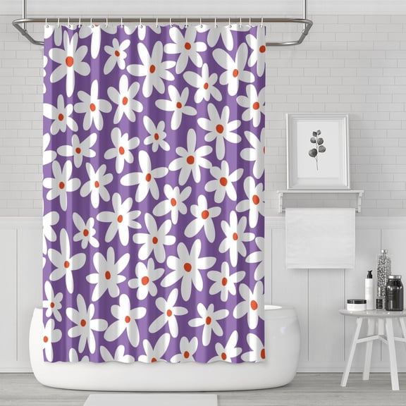 Waterproof Cute Boho Daisy Shower Curtain 72x72 Inch Boho Style Polyester Unique Shower Curtain for Bathroom Hotel Home Decor with 12 Plastic Hooks