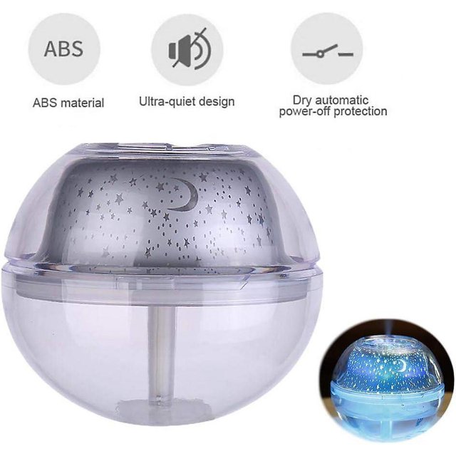 Humidificador, proyector de luz nocturna de cristal USB de 500 ml, máquina de niebla ultrasónica de escritorio, LED para el hogar Lam