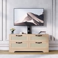 thumbnail image 1 of Yeshouse Soportes de TV de 4 cajones para sala de estar, centro de entretenimiento, soporte de TV de MDF estilo mimbre con 4 cajones y base, muebles de sala de estar, Log, 1 of 9