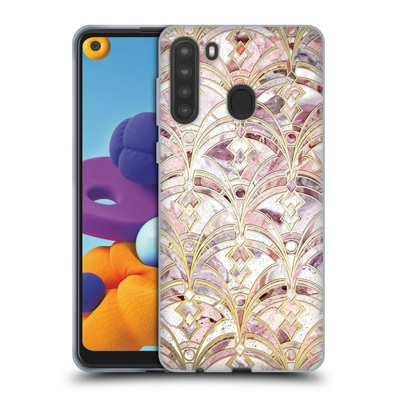 Head Case Designs Officially Licensed Micklyn Le Feuvre Marble Patterns Dusty Rose And Coral Art Deco Marbling Pattern Gel Case Compatible with Samsung Galaxy A21 (2020)
