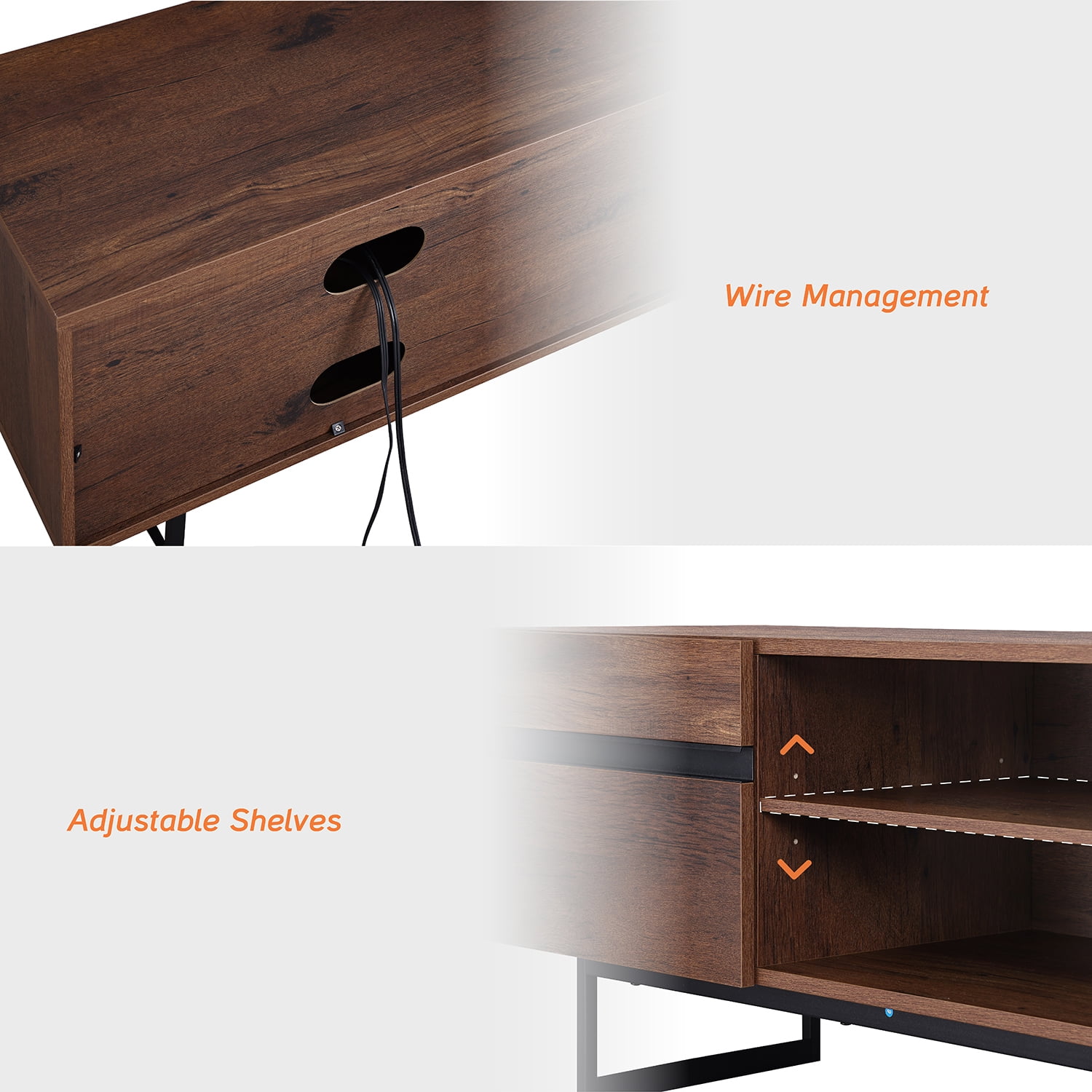Mid-Century Modern TV Stand for TVs up to 75 inch Flat Screen Wood TV Console Media Cabinet with Storage