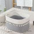 thumbnail image 3 of Up to 60% off！ Large Rectangular Dirty Clothes Basket Storage Basket For Organizing Cotton Rope Woven Basket For Storage With Handle Baby Nursery Living Room Bedroom Dorm Room Essentials For Girls, 3 of 7