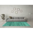 thumbnail image 3 of Ahgly Company Machine Washable Indoor Square Abstract Turquoise Blue Modern Area Rugs, 3' Square, 3 of 4