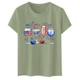 thumbnail image 5 of Pimfylm Womens American Flag Shirt Short Sleeve Round Neck 4th Of July Loose Patriotic T Shirts Short Sleeve(Green,S), 5 of 5
