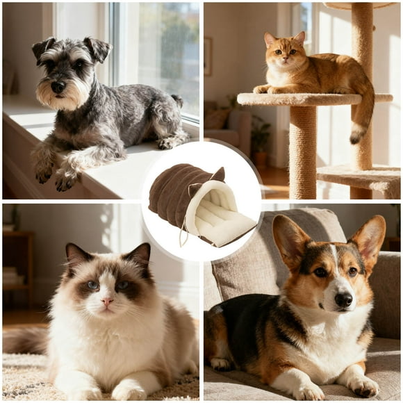 Oliegs Blanket Cat Bed | Washable With Removable Pad | Semi Enclosed Bed Cat | For Puppy Sleeping Calming Cold Weather Indoor Home Apartment Living Room