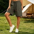 thumbnail image 5 of Tqcoqu Elastic Drawstring Waist Bermuda Shorts for Women,Loose Fit Summer Casual Shorts with Big Patch Pocket,Army Green Women's M-XXXXL, 5 of 7