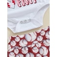 thumbnail image 5 of Baby Girl Baseball Outfits Funny Letter Short Sleeve Romper +Baseball Bubble Shorts +Headband Set 3Pcs Summer Outfits, 5 of 7