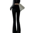 thumbnail image 4 of PXLKNZH Slim Fit Flared Jeans Women Solid Color High Waisted Denim Pants Lightweight Solid Streetwear Trousers Black M, 4 of 9