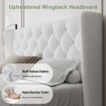 thumbnail image 4 of Feonase Queen Size Bed Frame with Upholstered Wingback Headboard, Platform Bed and Heavy Duty Wooden Slats Support, Easy Assembly, Noise-Free, No Box Spring Needed, White, 4 of 7