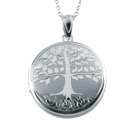ESA Tree of Life Locket Pendant, Sterling Silver Photo Charm with Necklace Chain - silver / 20mm