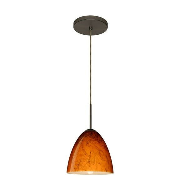 1JT-4470HB-BR-Besa Lighting-Vila-One Light Cord Pendant with Flat Canopy-7 Inches Wide by 6.5 Inches High-Bronze Finish-Habanero Glass
