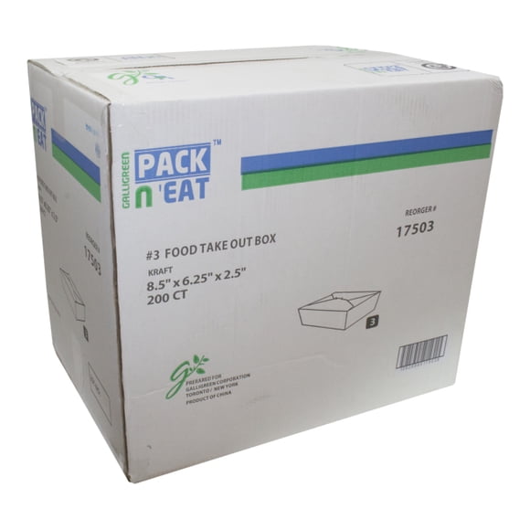 Pack N Eat Kraft Number 3 Take Out Box, 250 count