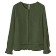 thumbnail image 3 of Casual Loose Fit Long Sleeve T Shirt Pure Color Breathable Blend Top For Everyday WearGreenXL, 3 of 7