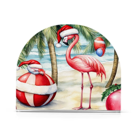 Christmas Flamingo Thick U Shape Acrylic Napkin Holder Non Slip Space Saving for Kitchen