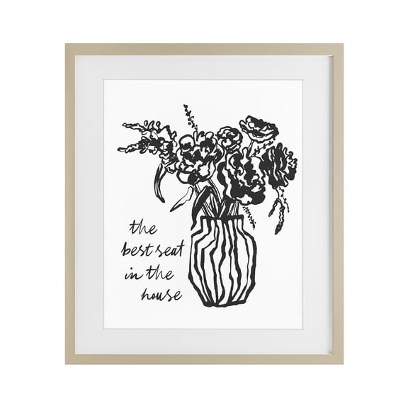 Stupell Industries Modern Best Seat in House Bathroom Birch Framed Print Under Glass, 13 x 16, by Lettered and Lined