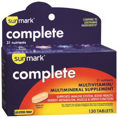Sunmark Multivitamin Supplement  Various Strengths Tablet Box of 130 (Best Multivitamin For Strength Training)