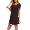thumbnail image 5 of Jxximdong Nightgowns for Women Summer Casual Cozy Round Neck Loose Short Sleeved Multicolor Nightdress Coffee Loungewear XL, 5 of 7