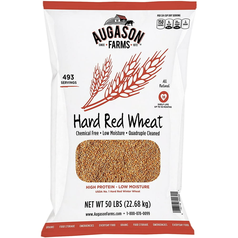 Augason Farms Hard Red Wheat, 493 Servings, 18 Month Shelf Life, 50