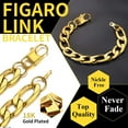 thumbnail image 4 of ChainsHouse 14k Gold Plated Figaro Link Bracelets for Women Men 12mm Hypoallergenic Jewelry Gift, 7.5inch, 4 of 8