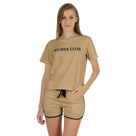 

Inkmeso Women s Short Sleeve No Bra Club Go Braless Funny No Bra Day Nightwear Set