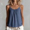 thumbnail image 7 of CYMMPU Women's V-Neck Cap Sleeve Top, Slub Cotton T-Shirt with Relaxed Fit, Casual Summer & Layering Blouse Navy XXL, 7 of 7