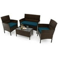 thumbnail image 2 of Costway 4 PCS Patio Furniture Set withWashable Cushions and Tempered Glass Coffee Table Blue, 2 of 9