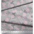 thumbnail image 2 of Soimoi Grey Poly Georgette Fabric Leopard Animal Skin Print Sewing Fabric Yard 52 Inch Wide, 2 of 3