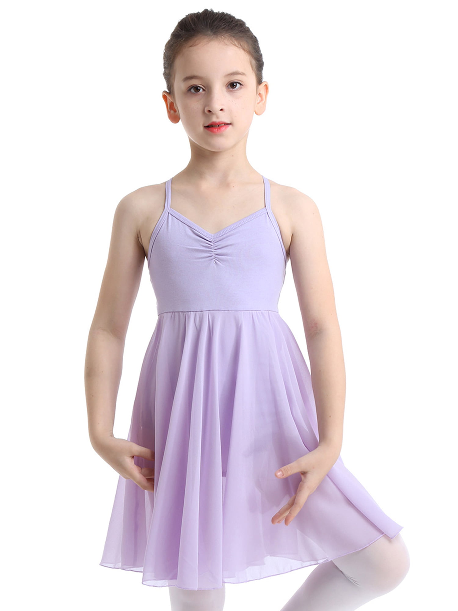 Purple Black Lyrical Ballet Modern Dance Leotard Mesh Dress Costume 8 10 12 14 