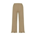 thumbnail image 6 of ClodeEU Womens Linen Capri Pants With Pockets,Ruffle Hem Pants,High Waisted Casual Lightweight Loose Trousers Khaki,Womens Plus L, 6 of 6