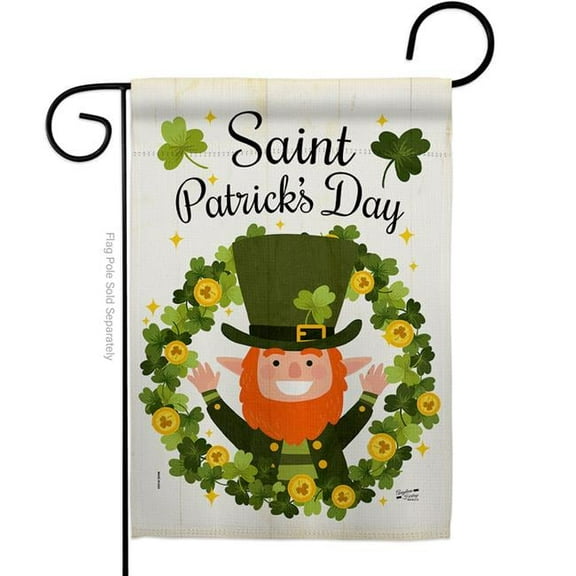 Angeleno Heritage  St Patrick Wreath Springtime Double-Sided Decorative Garden Flag, Multi Color