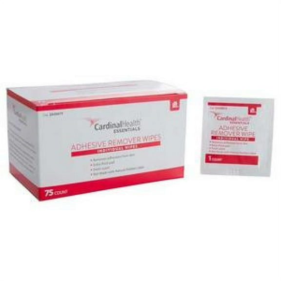 Cardinal Health Essentials Adhesive Remover Wipe, 75 Count, 1-1/4" x 3"