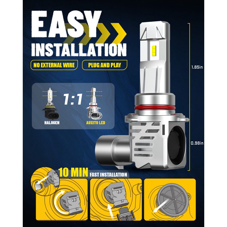 AUXITO 9005 LED Headlight Bulbs, 12000LM 6500K Xenon White, HB3