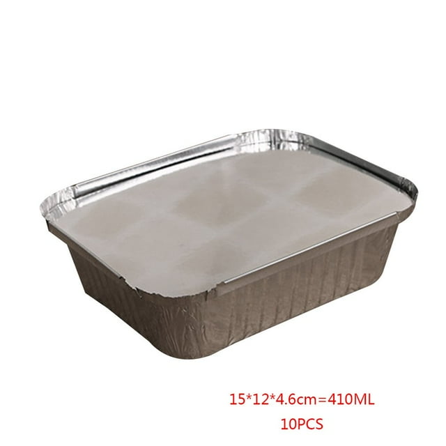 10pcs Rectangle Shaped Disposable Aluminum Foil Pan Take-out Food Containers with Aluminum Lids/Without Lid