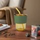 thumbnail image 1 of 420ml Office Covered Straw Cup Coffee Cup Transparent Household Glass Cup, 1 of 6