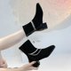 thumbnail image 5 of Botas de calcetines de cadena de perlas de moda para mujer Botas cortas de tacón medio negras Wmkox8yii sdhk78, 5 of 8