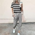 thumbnail image 2 of BLVB Womens Tracksuit Summer 2 Piece Outfits Casual Short Sleeve Tops and Drawstring Jogger Pants Sets with Pockets, 2 of 5