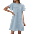 thumbnail image 2 of Lilgiuy Summer Sales Fashion Women Casual Loose Solid Mesh Turtleneck Short Sleeve Long Dress, 2 of 4