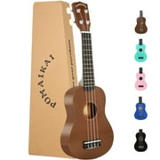 POMAIKAI Soprano Ukulele for Beginners, 21 Inch Hawaii Mini Guitar Wood Ukelelefor Kids (Brown)