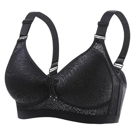 Chuancc Women s Bra Push Up Bra Women Sexy Lace Back Shaping Cup Adjustable Shoulder Strap Large Size Bra bralettes for women Black L Clearance